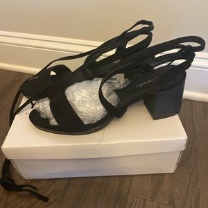 Long Tall Me Black Suede Sandal
